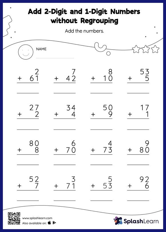 2Digit Addition Without Regrouping Resources for 1st Graders Kids