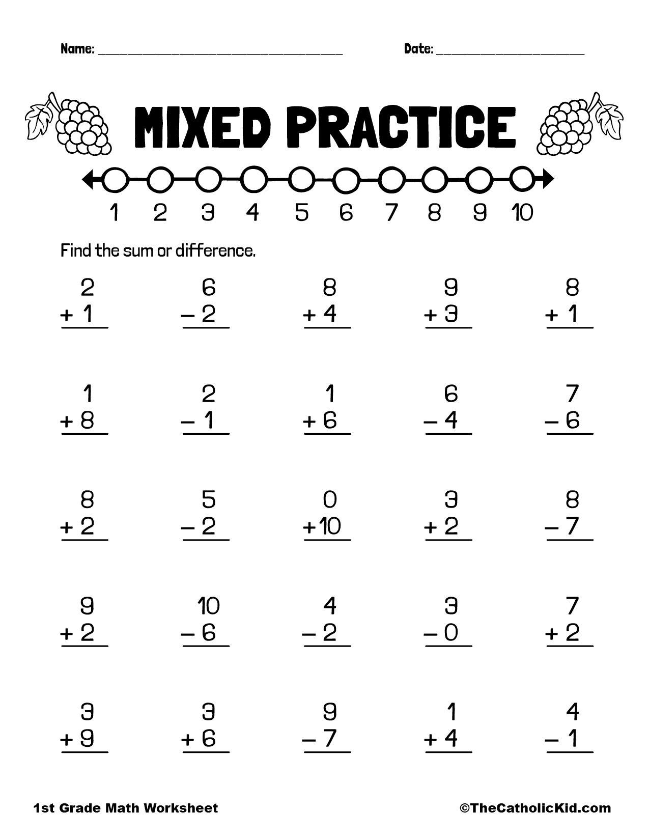Addition And Subtraction Worksheets For Grade 1