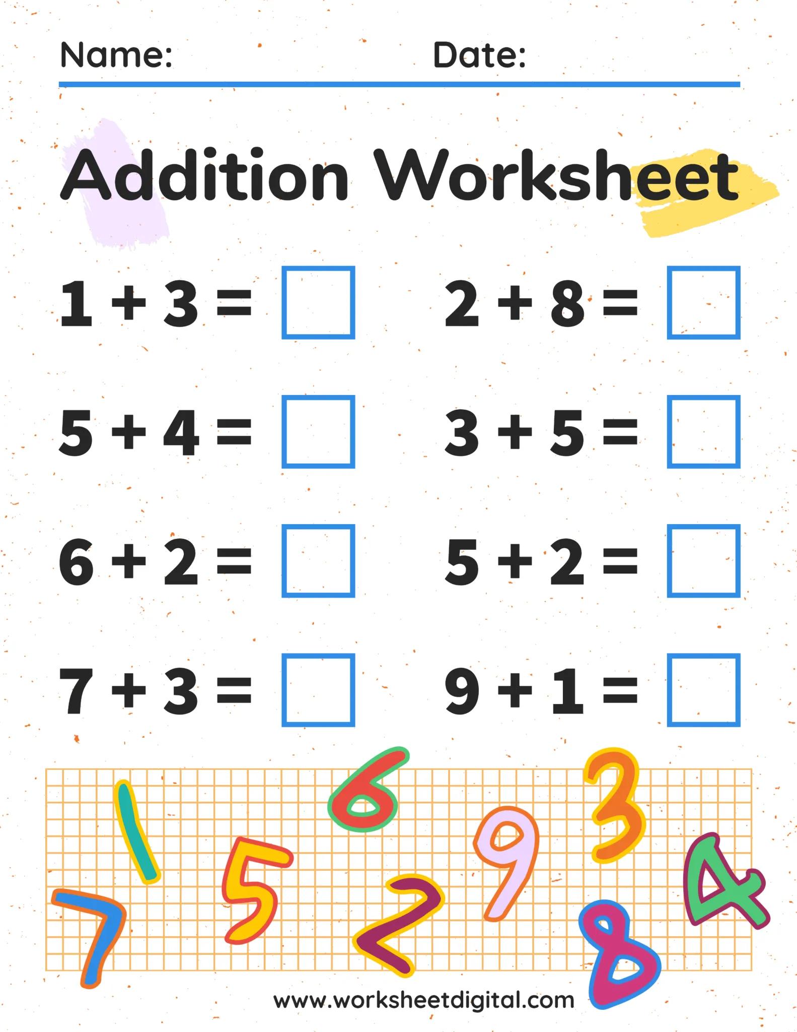 Addition Worksheet Worksheet Digital 1 TeacherMade Resources