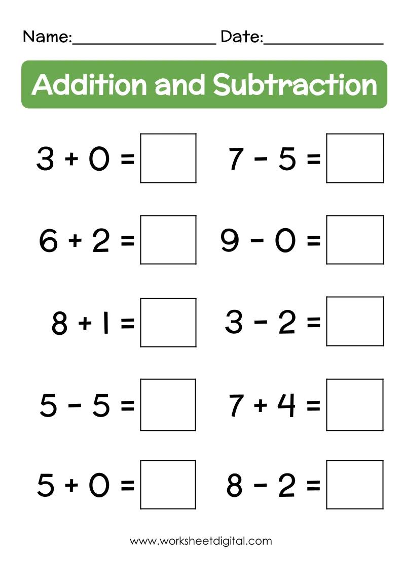 Mixed Addition and Subtraction Sums Worksheet Digital 1 Teacher