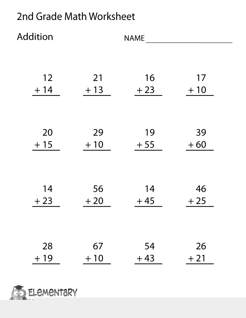 Addition Sheets For 2nd Grade