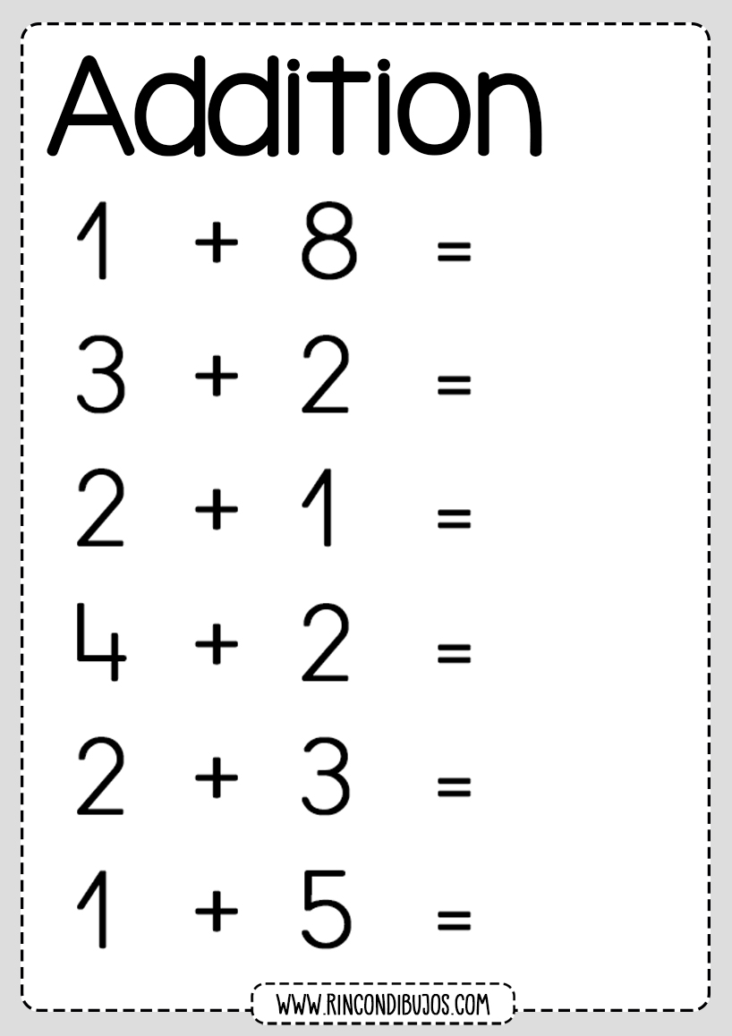 Free Additions worksheets for kids Printable Worksheets