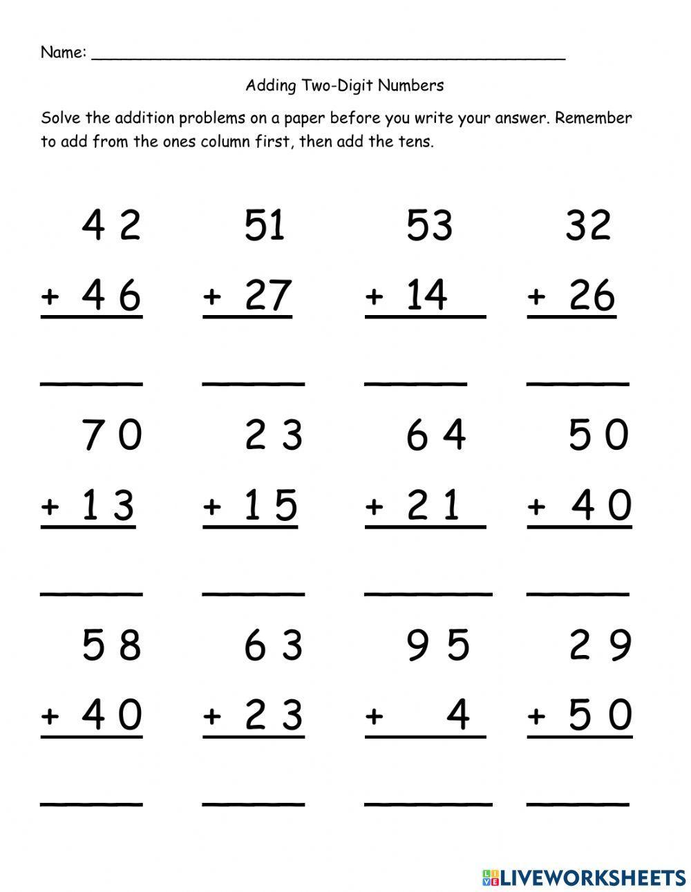 FREE Printable 2Digit Addition Worksheets with without Regrouping