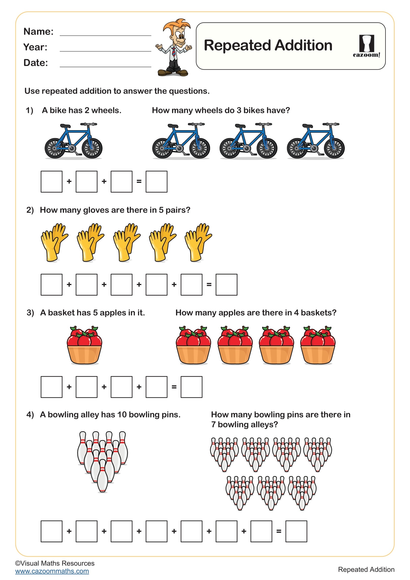 Free repeated addition worksheet for year 1 Download Free repeated