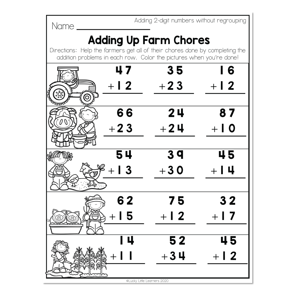 Free second grade math addition worksheet Download Free second grade