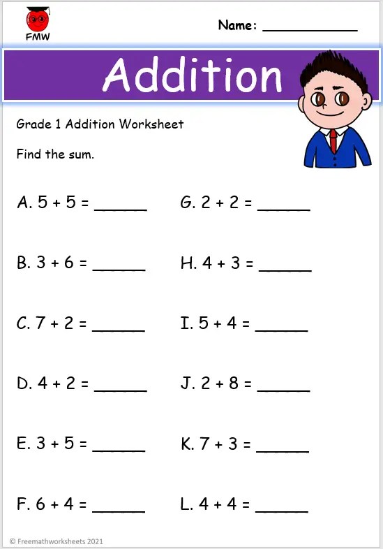 Free worksheet on addition for grade 2 Download Free worksheet on