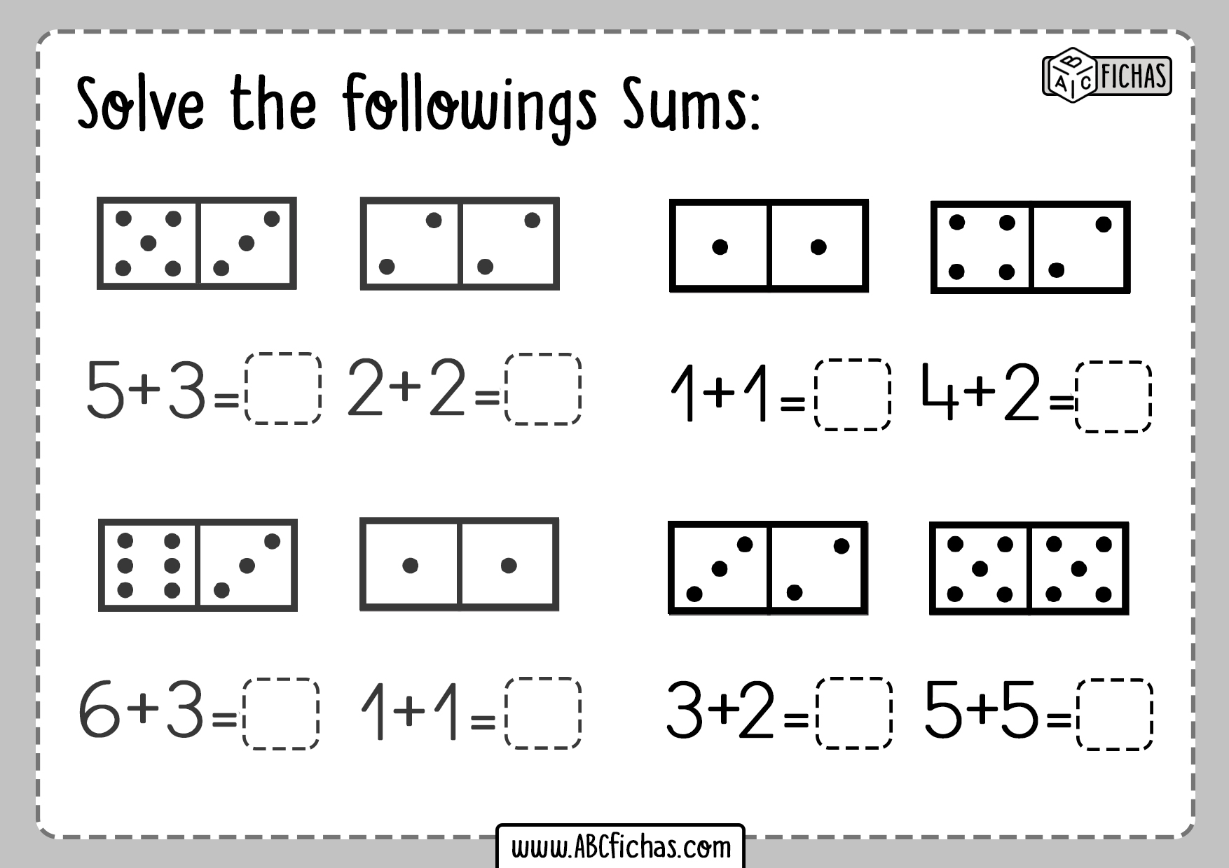 Kindergarten addition activity worksheet ABC Fichas